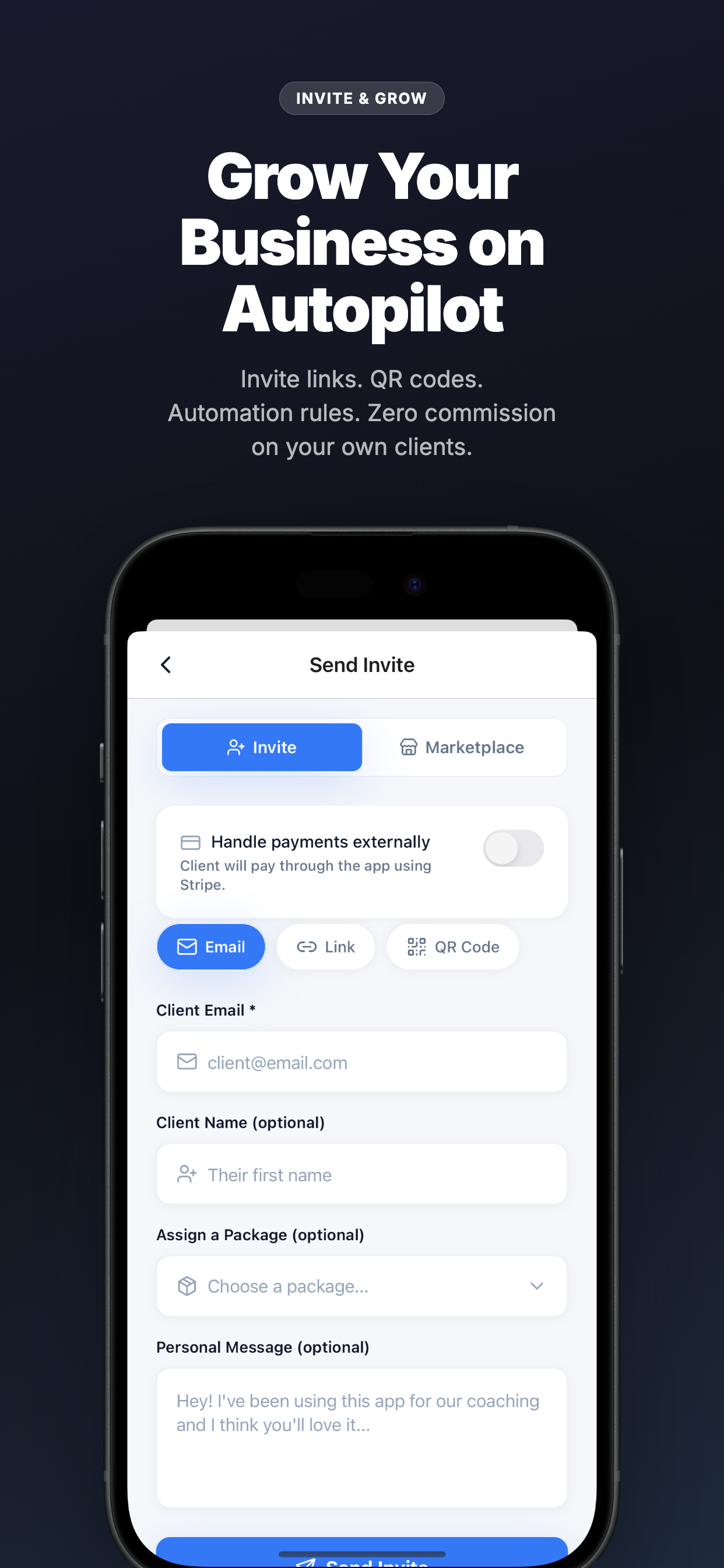FirstRep Growth tab showing AI-generated articles, social content queue, and lead pipeline