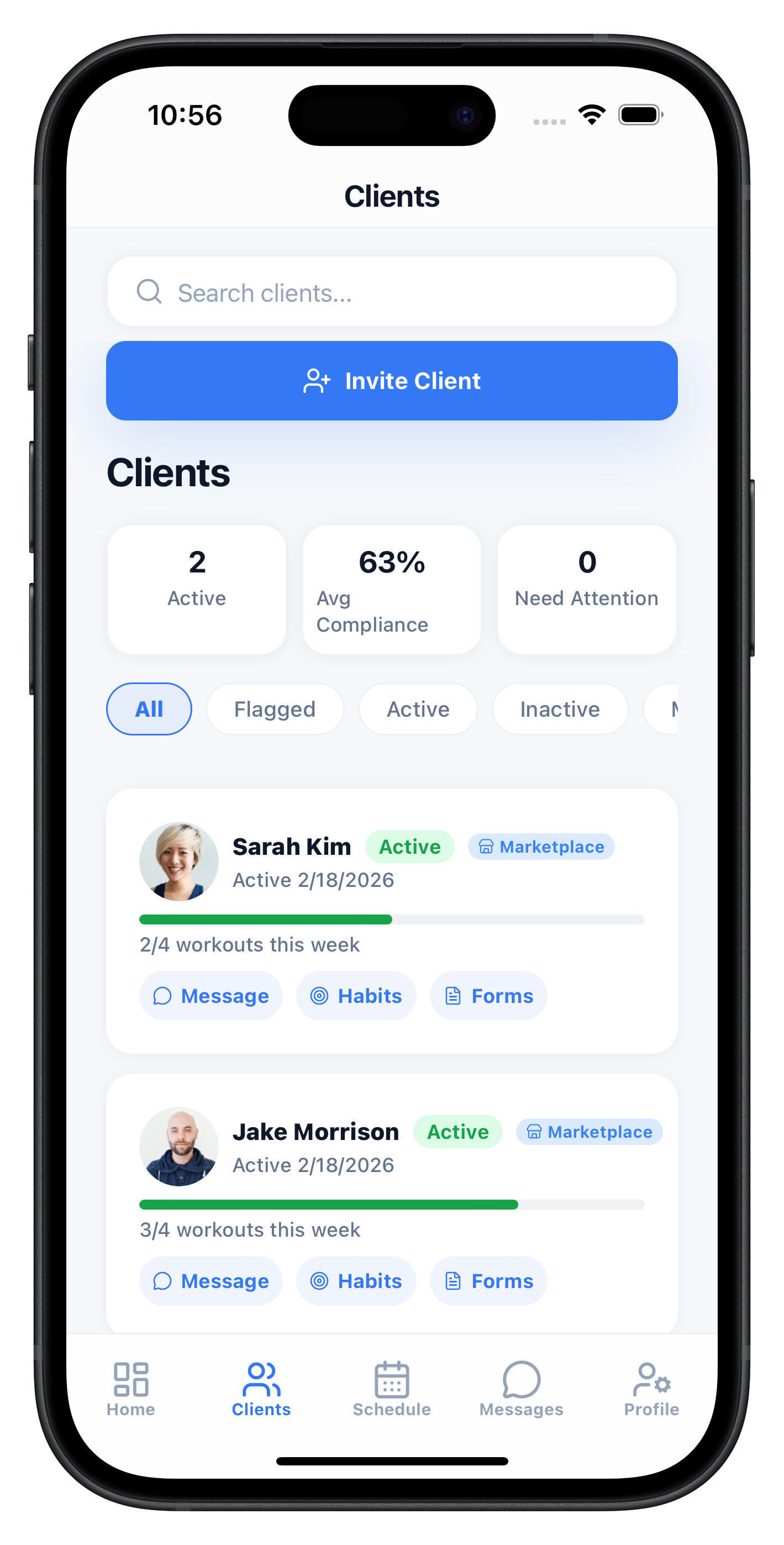 Client management dashboard